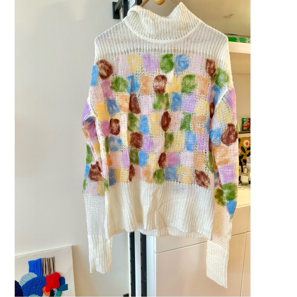 NWT PH5 Kidcore Y2K Abstract Felted Merino Wool Turtleneck Sweater - Size M